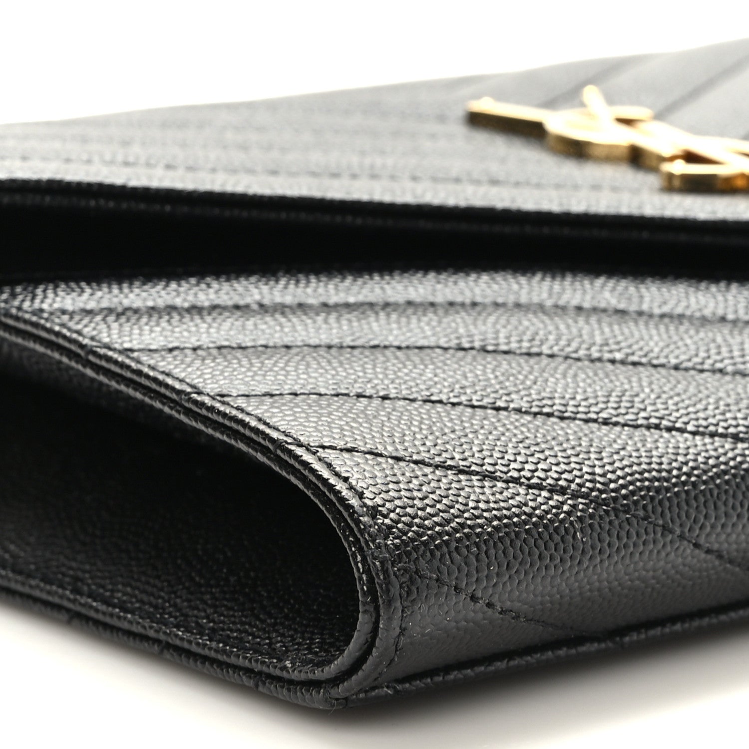 Saint Laurent Grain De Poudre Matelasse Chevron Monogram Envelope Clutch Black 8 of 9
