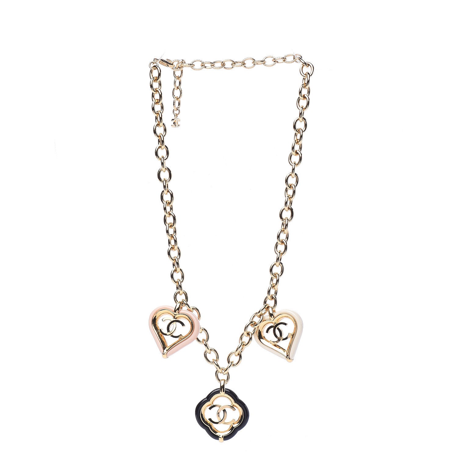 Chanel Resin Love And Clovers Charm Necklace Gold Multicolor 2 of 4