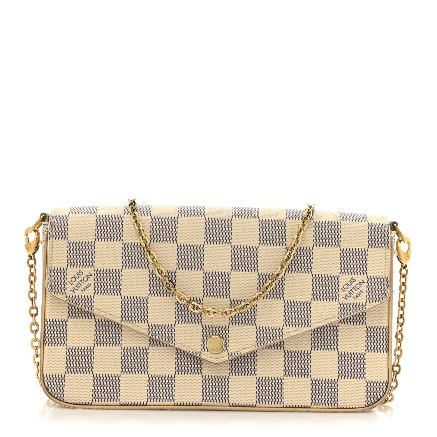 Louis Vuitton Damier Azur Pochette Felicie Chain Wallet Rose Ballerine 1 of 19