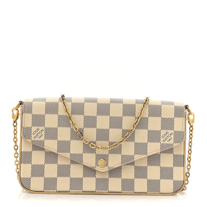 Louis Vuitton Damier Azur Pochette Felicie Chain Wallet Rose Ballerine 1 of 19