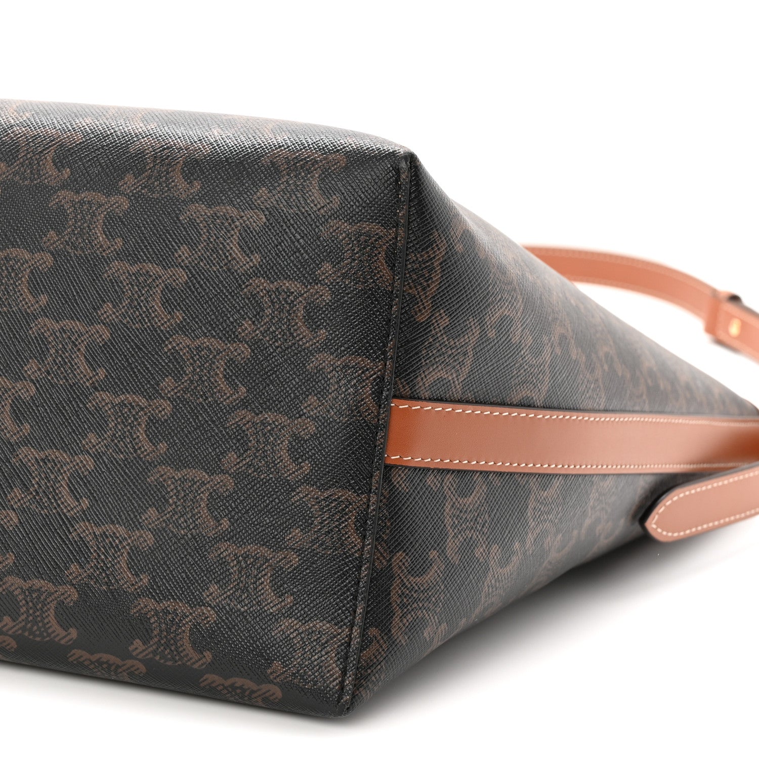 Celine Triomphe Canvas Calfskin Shopper Tote Tan 11 of 12
