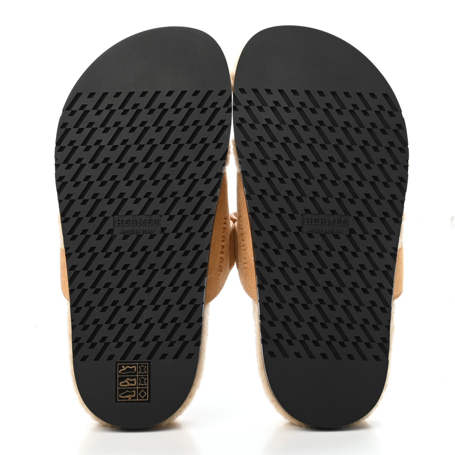 Hermes Suede Goatskin Woolskin Womens Chypre Sandals 35 Golden Beige 4 of 4