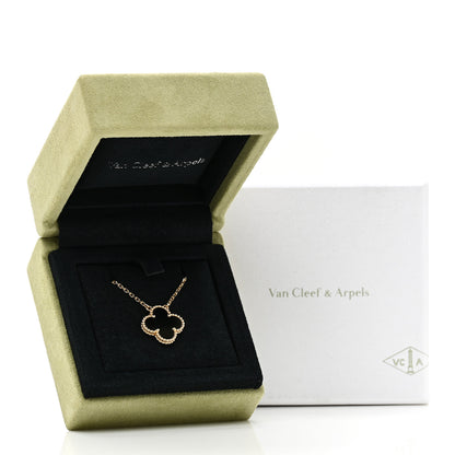 Van Cleef & Arpels 18K Yellow Gold Black Onyx Vintage Alhambra Pendant Necklace 6 of 6