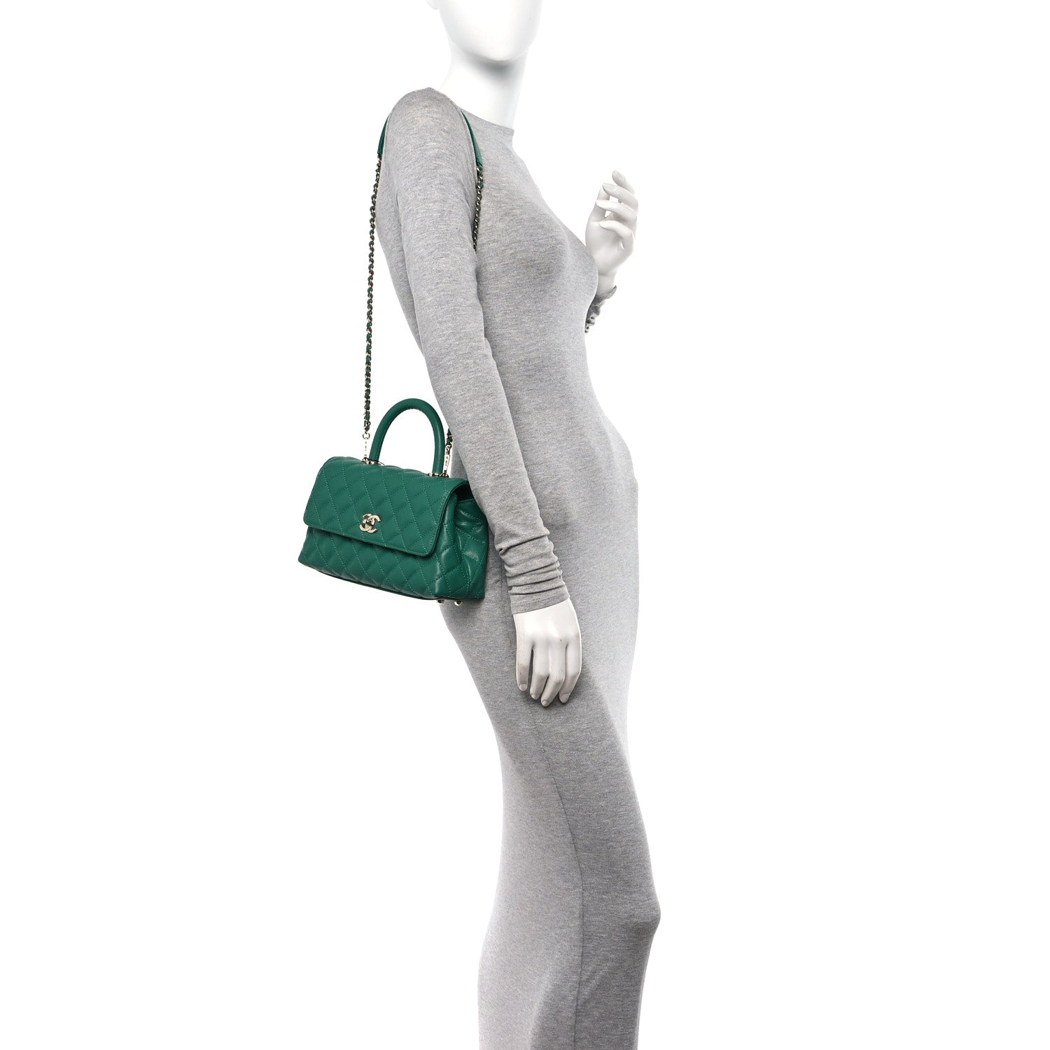 Chanel Caviar Quilted Mini Coco Handle Flap Green 2 of 14