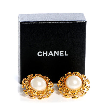 Chanel Pearl CC Clip On Earrings Gold 6 of 6