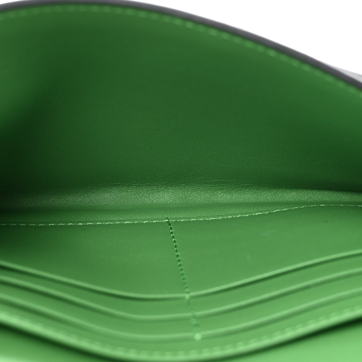 Goatskin Saddle Chain Wallet Pouch Bright Green