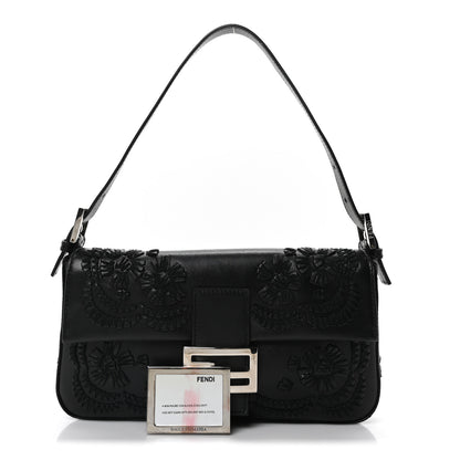 Fendi Nappa Floral Embroidered Baguette Black 3 of 10
