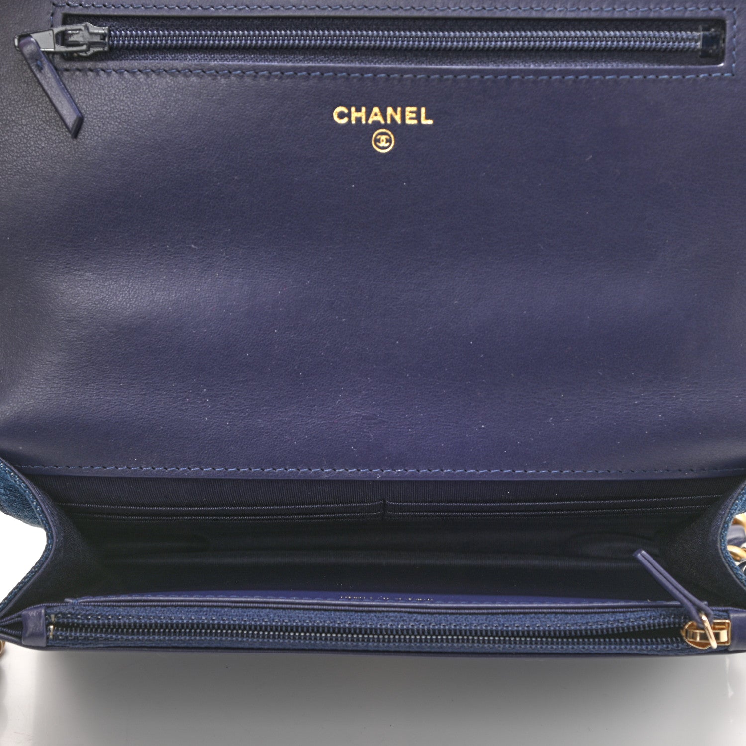 Chanel Denim Quilted Chanel 19 Wallet On Chain WOC Blue 5 of 12