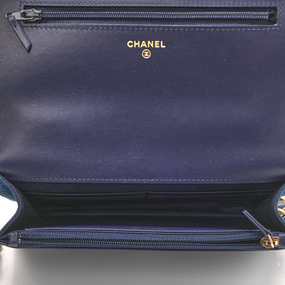 Chanel Denim Quilted Chanel 19 Wallet On Chain WOC Blue 5 of 12
