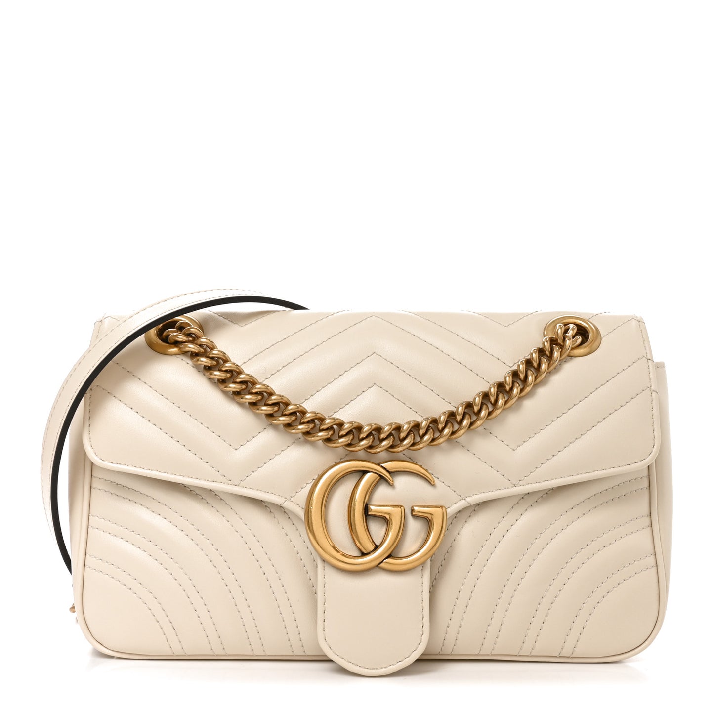 Calfskin Matelasse Small GG Marmont Shoulder Bag White