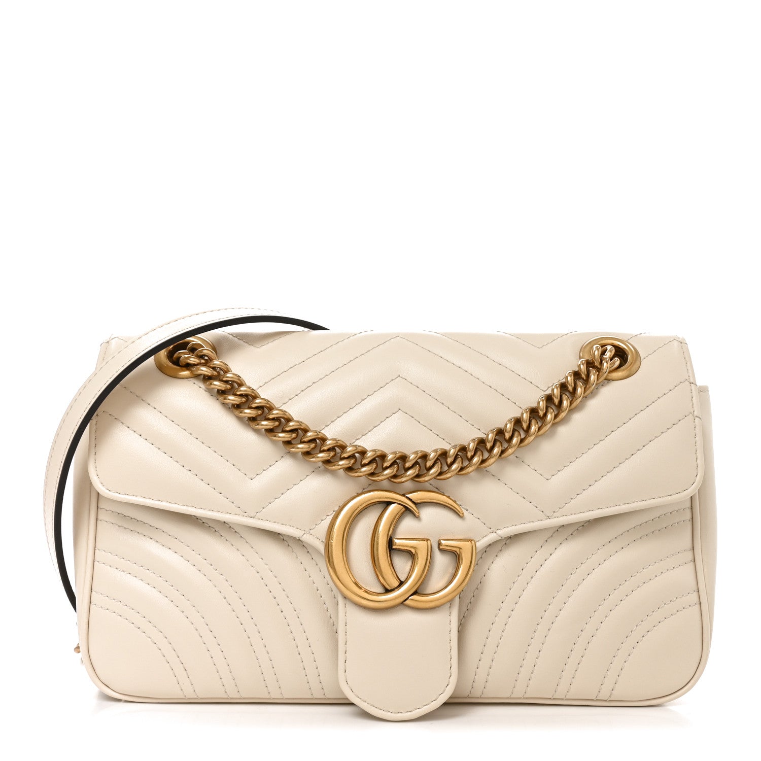 Gucci Calfskin Matelasse Small GG Marmont Shoulder Bag White 1 of 9