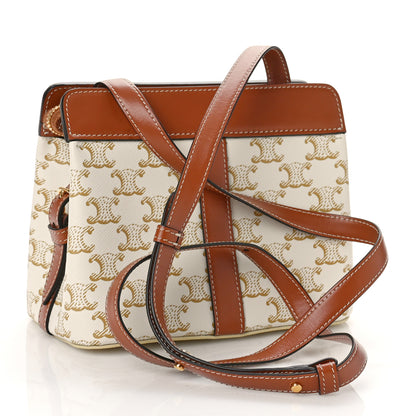 Celine Calfskin Canvas Triomphe Teen Cabas De France White 3 of 8