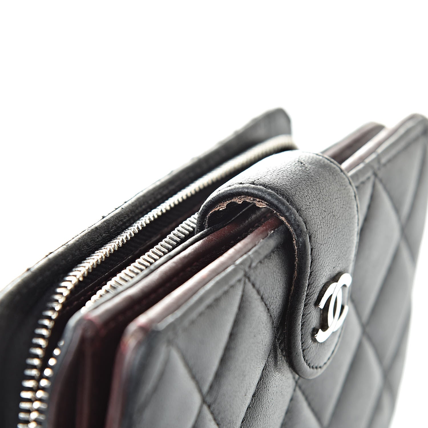 Chanel Lambskin Quilted Zipped Pocket Wallet Black 11 of 19