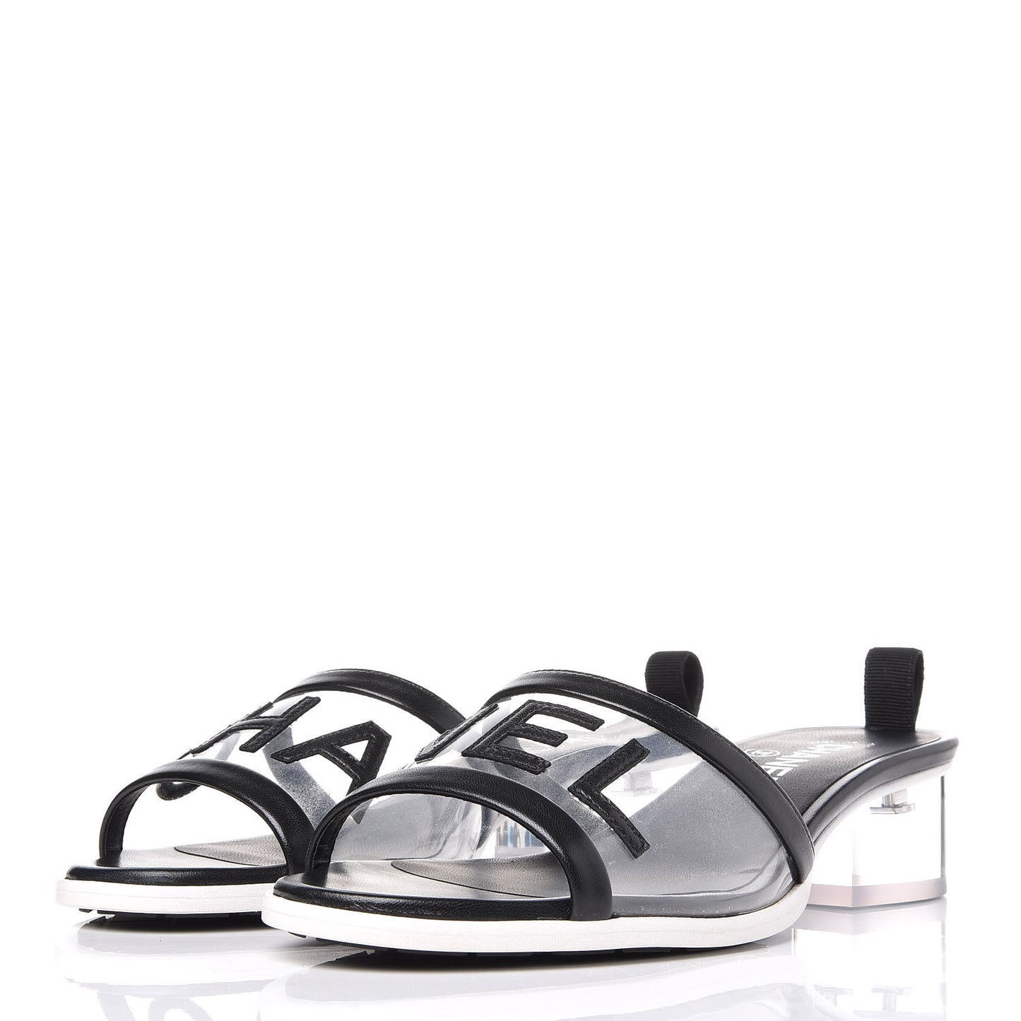 PVC Lambskin Logo Mules 39 Black