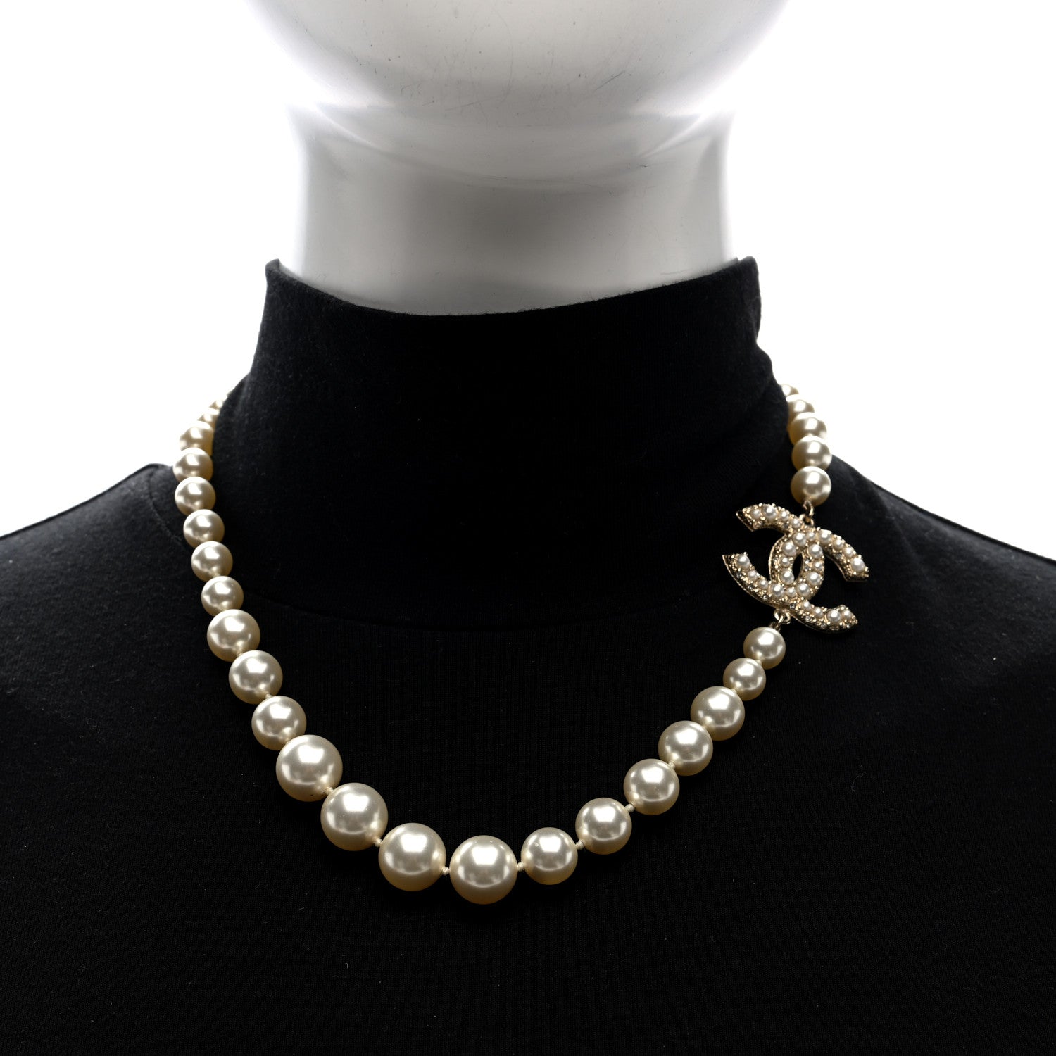 Chanel Pearl CC 100th Anniversary Necklace Light Gold 2 of 4