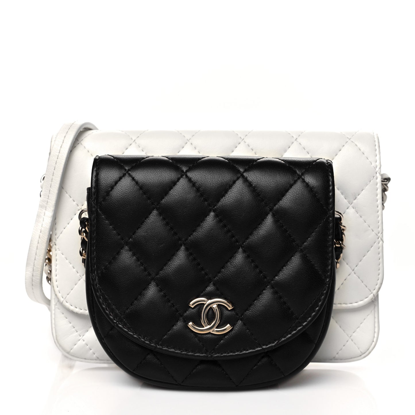 Lambskin Quilted Side Packs White Black