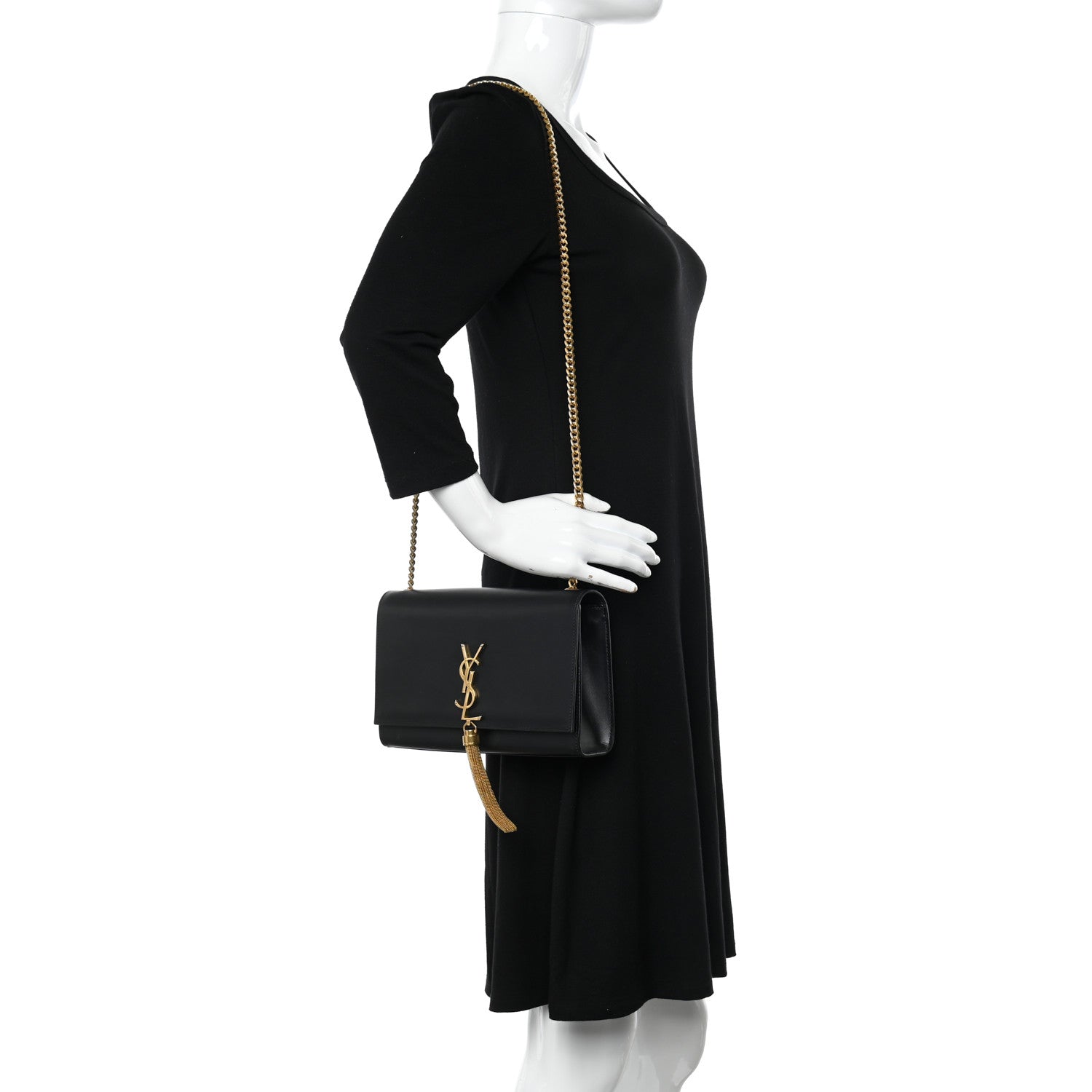 Saint Laurent Smooth Calfskin Medium Classic Monogram Kate Tassel Satchel Black 2 of 9