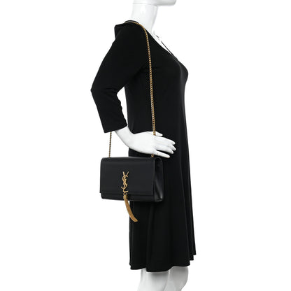 Saint Laurent Smooth Calfskin Medium Classic Monogram Kate Tassel Satchel Black 2 of 9