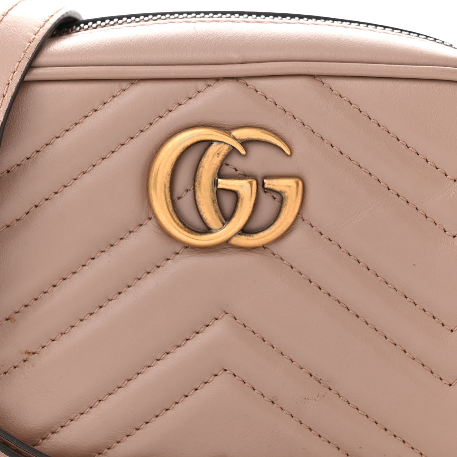 Gucci Calfskin Matelasse Mini GG Marmont Chain Shoulder Bag Porcelain Rose 8 of 13