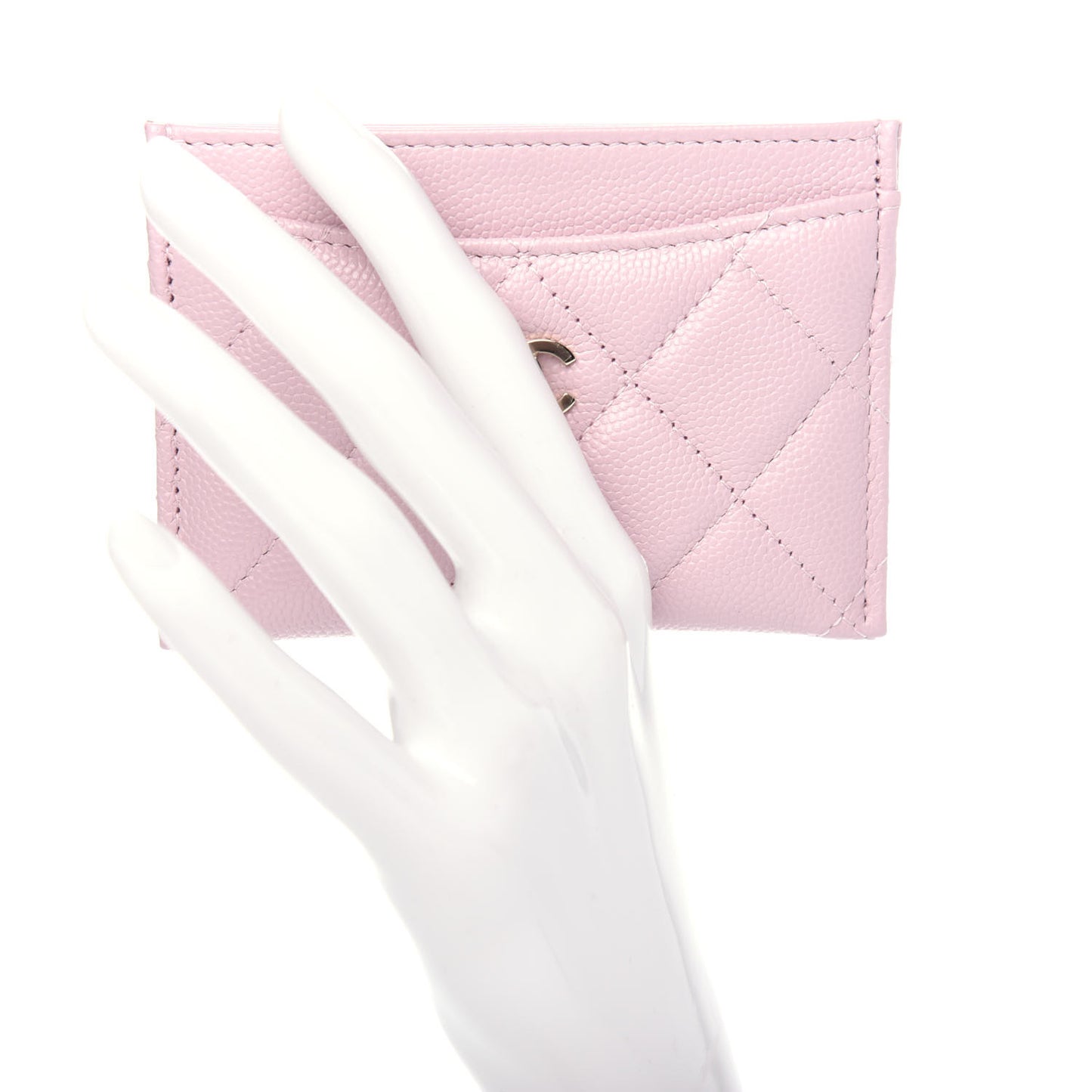 Caviar Quilted Card Holder Pink