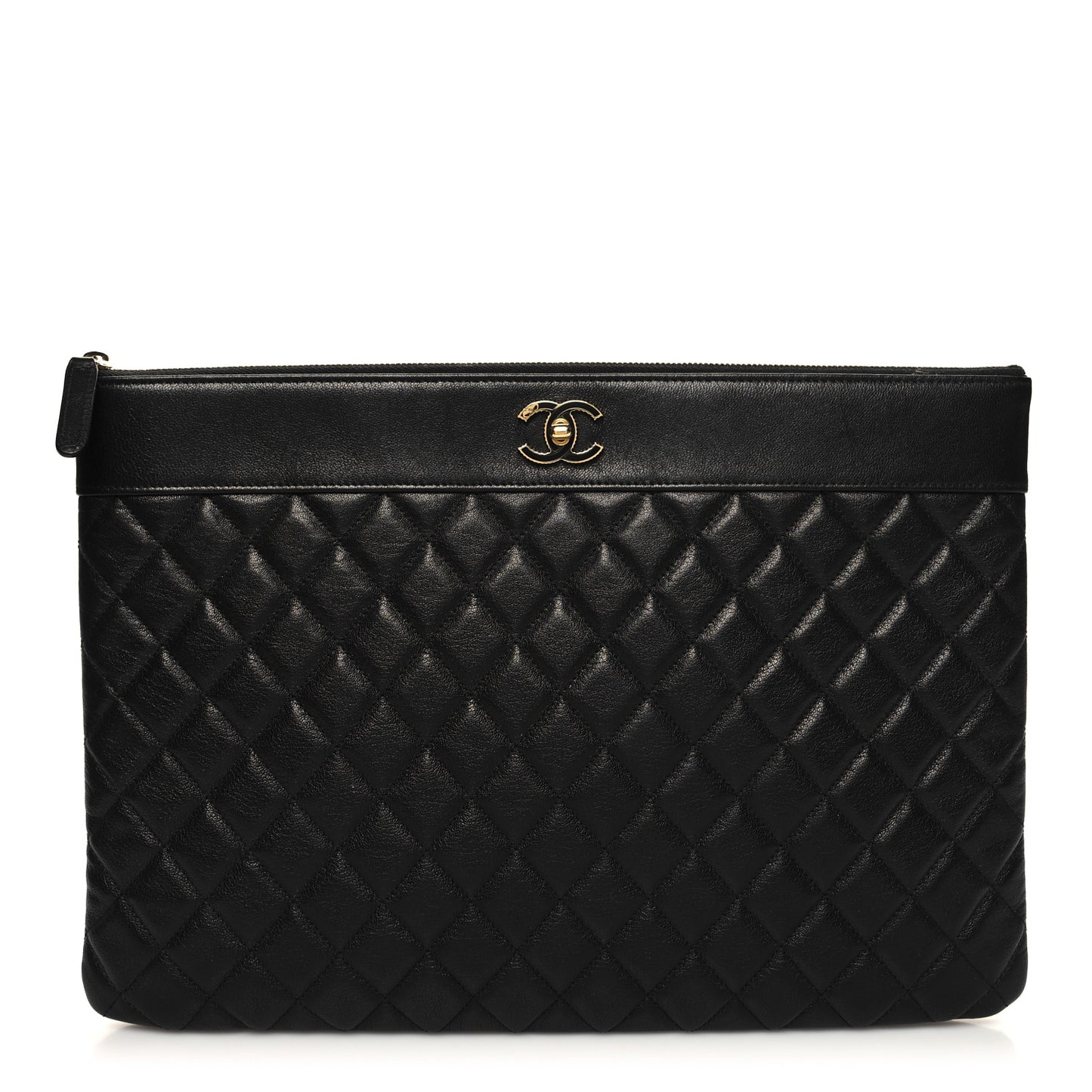 Sheepskin Quilted Large Vintage Mademoiselle Cosmetic Case Black