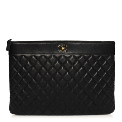Chanel Sheepskin Quilted Large Vintage Mademoiselle Cosmetic Case Black 1 of 12