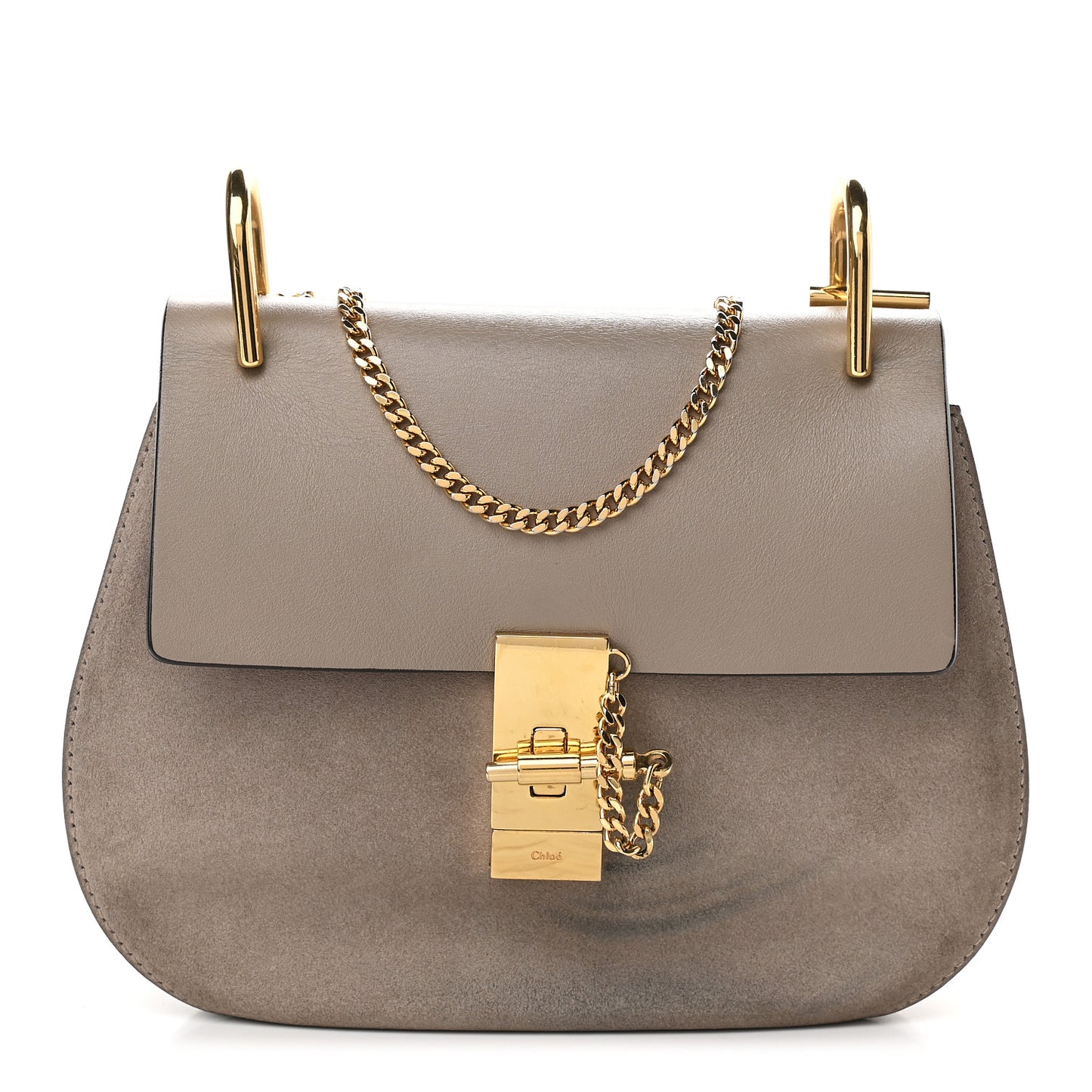 Suede Smooth Calfskin Mini Drew Shoulder Bag Motty Grey