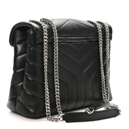 Saint Laurent Calfskin Y Quilted Monogram Small Loulou Chain Satchel Black Black 3 of 10