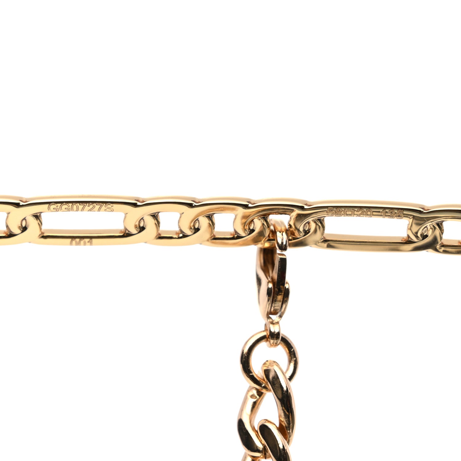 Gucci Aviator Charm Chain Sunglasses GG0727S Gold 5 of 8