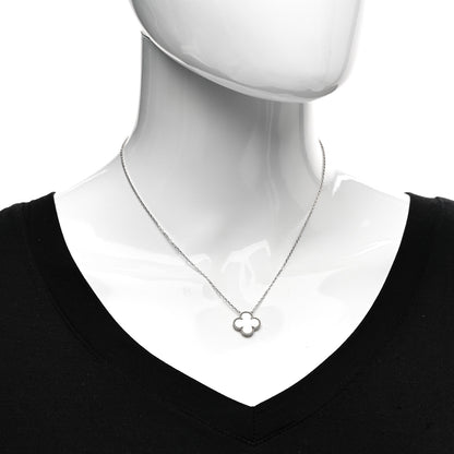 Van Cleef & Arpels 18K White Gold Mother Of Pearl Vintage Alhambra Pendant Necklace 2 of 5