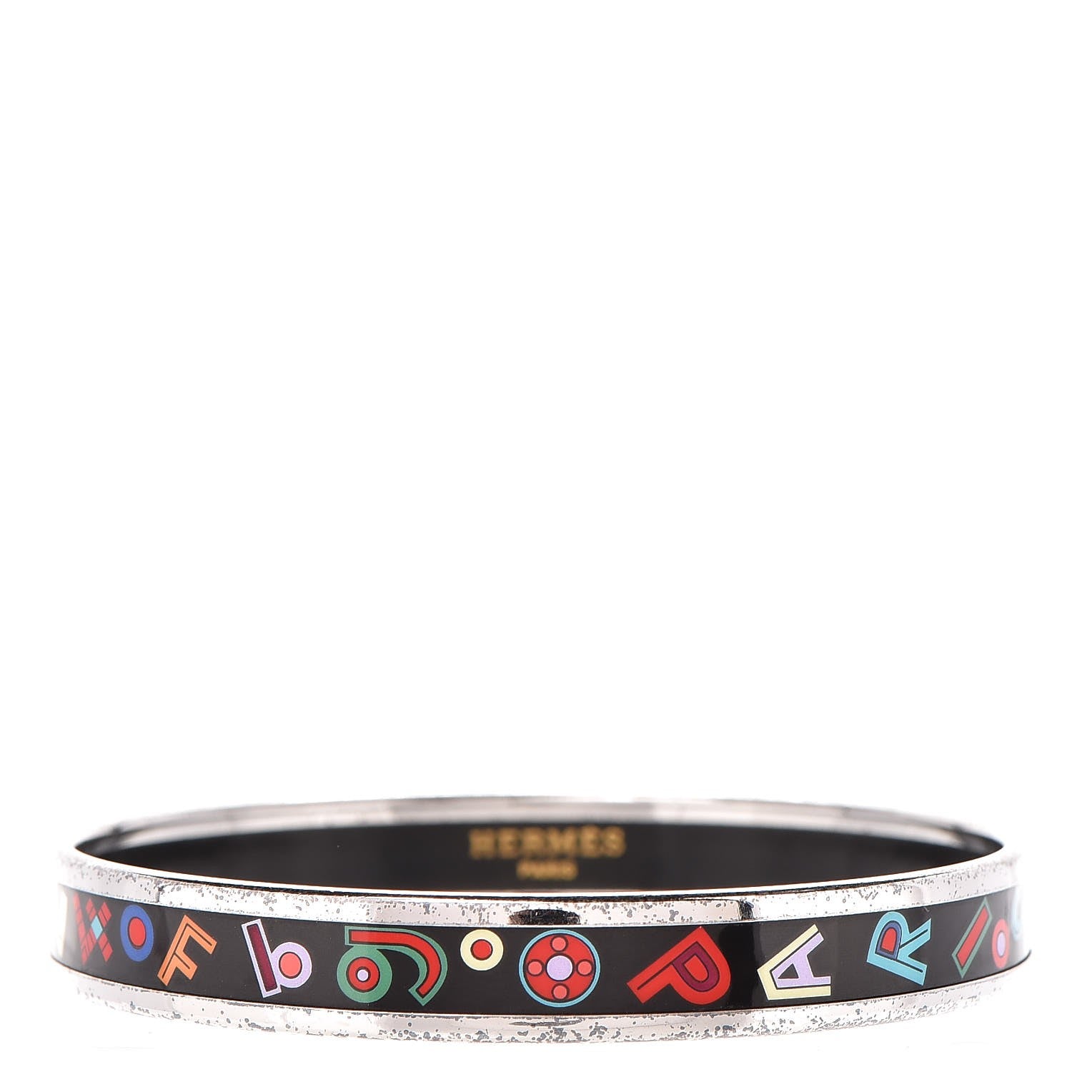 Hermes Enamel Printed Tohu Bohu Narrow Bracelet 62 Black 1 of 7