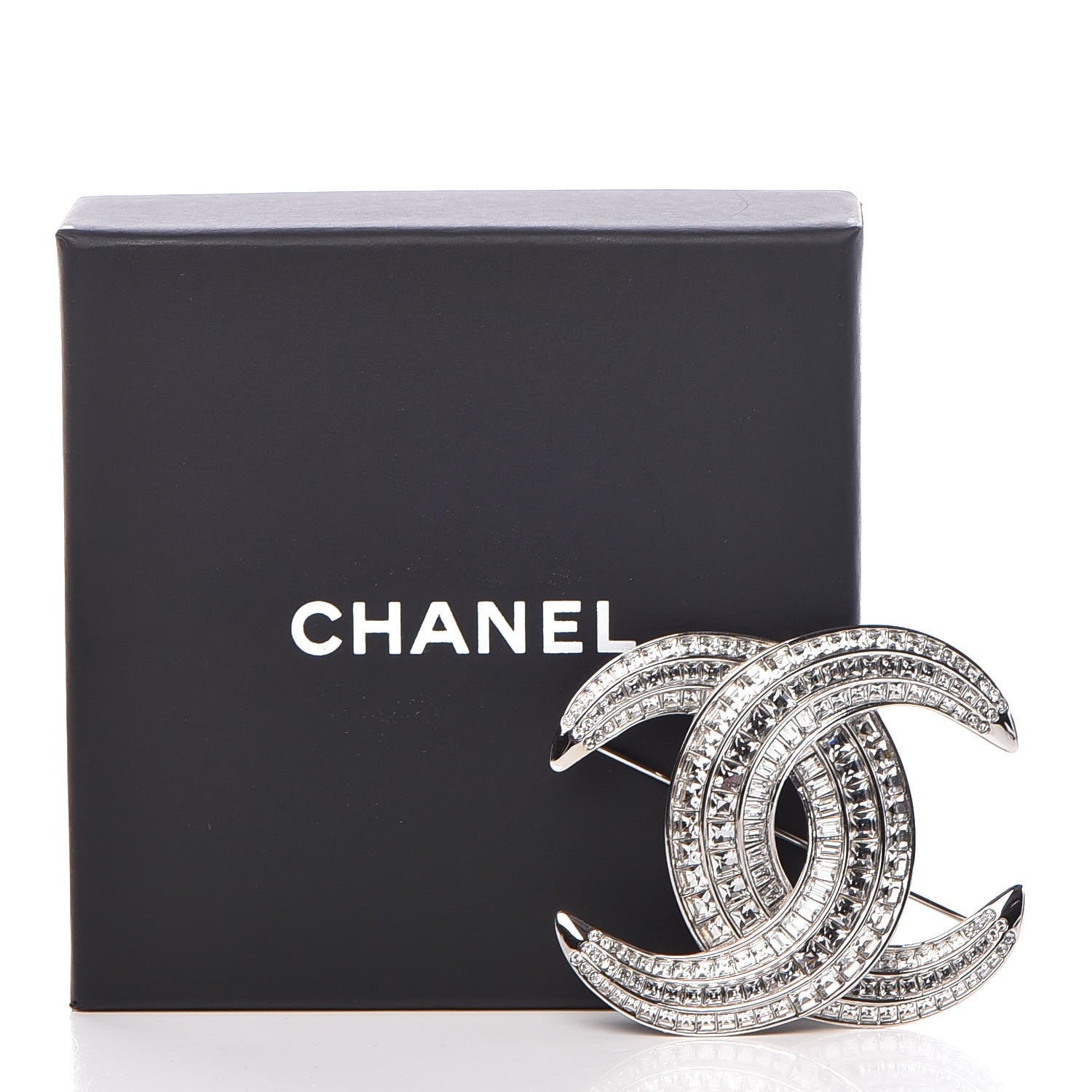 Chanel Baguette Crystal CC Brooch Silver 5 of 5