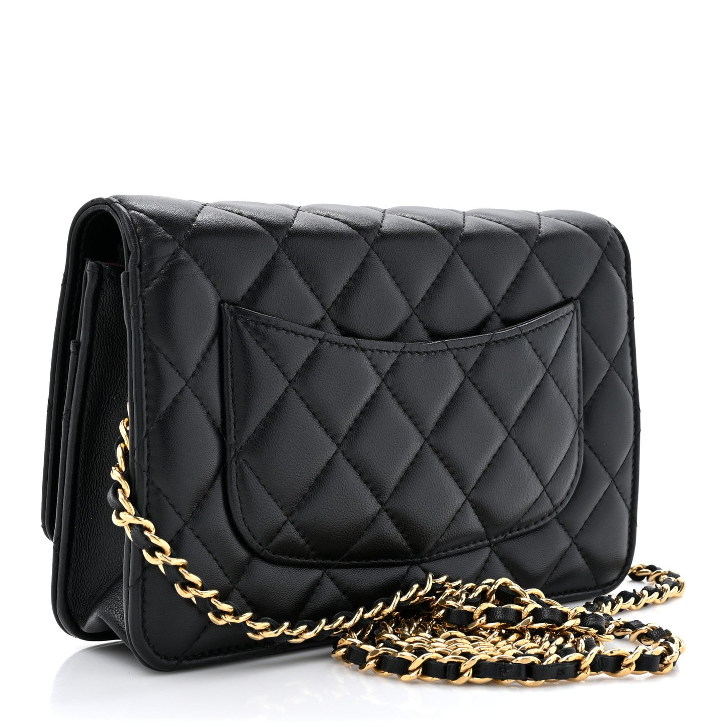 Lambskin Quilted Wallet On Chain WOC Black