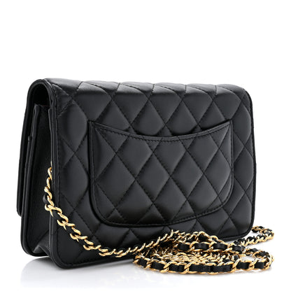 Chanel Lambskin Quilted Wallet On Chain WOC Black 3 of 13