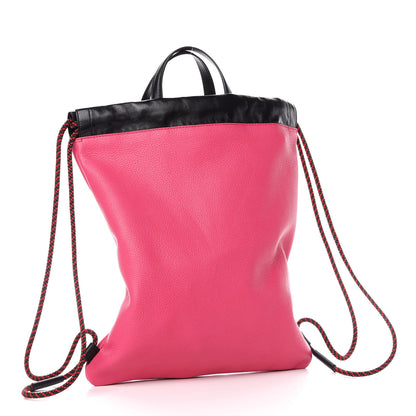 Gucci Grained Calfskin Logo Drawstring Backpack Box Pink Green Black 2 of 10