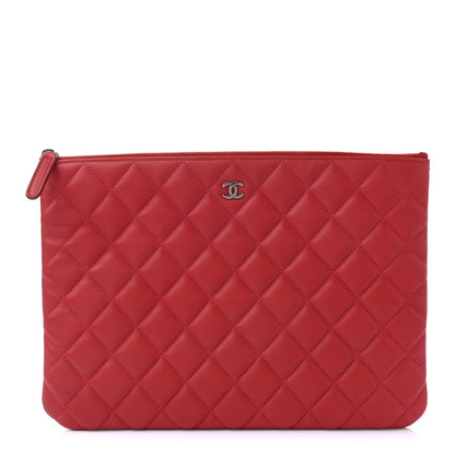 Chanel Lambskin Quilted Medium Cosmetic Case Red 1 of 8