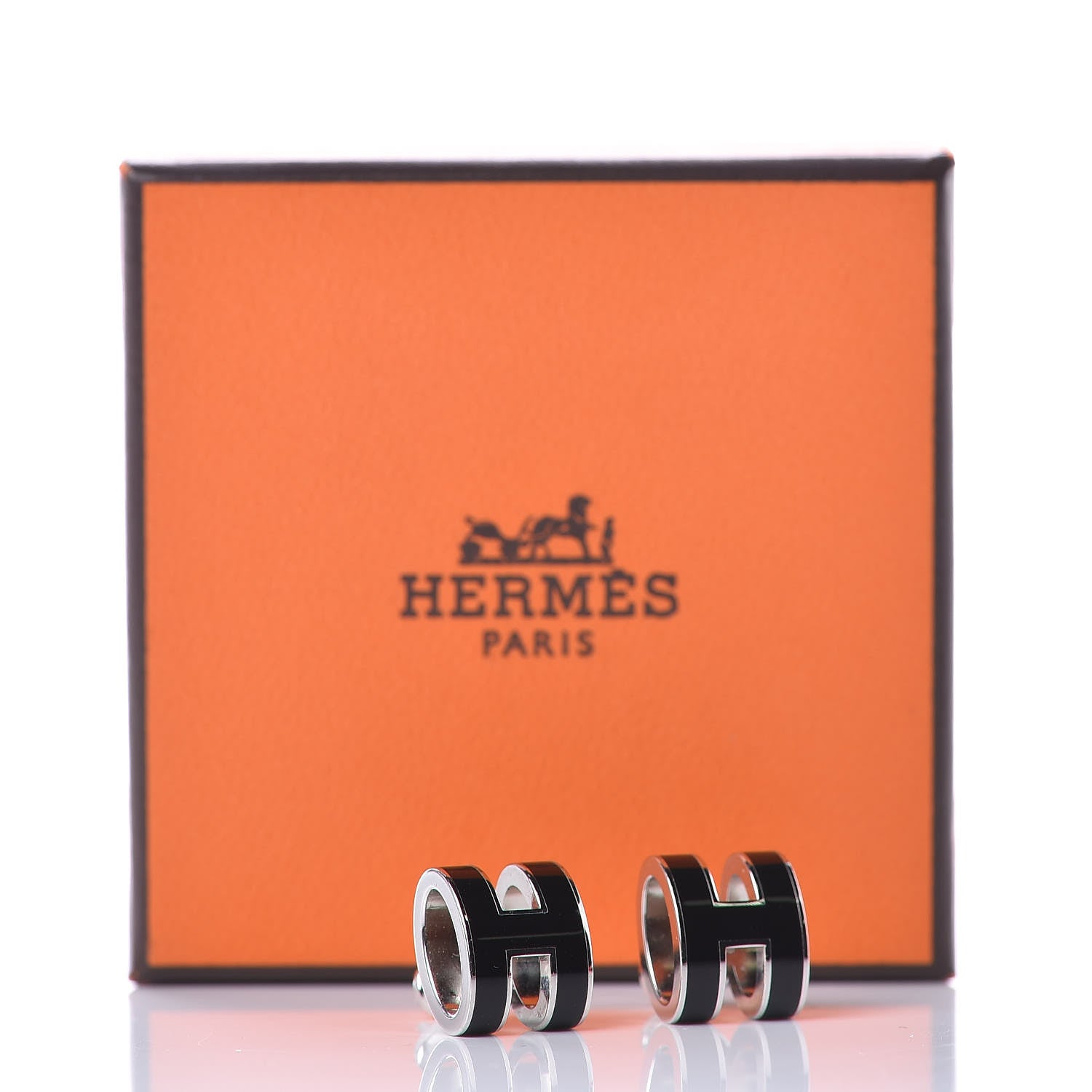 Hermes Palladium Lacquered Pop H Earrings Black 5 of 5