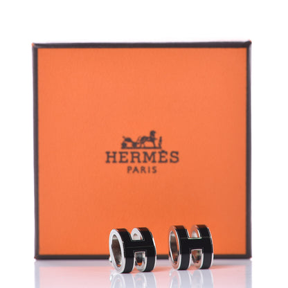 Hermes Palladium Lacquered Pop H Earrings Black 5 of 5