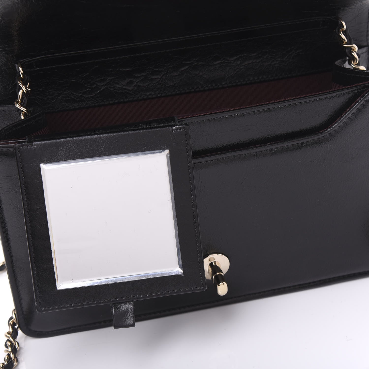 Chanel Glazed Crackled Calfskin Wallet On Chain WOC Black 9 of 11