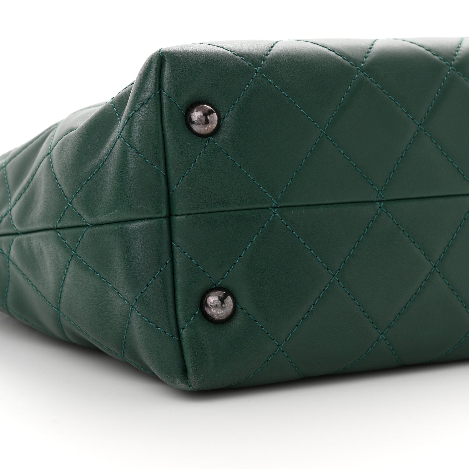 Chanel Calfskin Quilted Large Shopping In Chains Tote Green 9 of 11