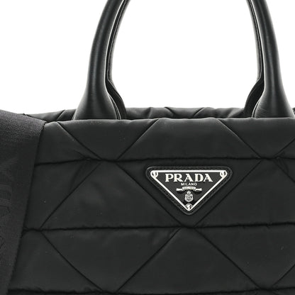 Prada Re-Nylon Nappa Triangle Quilted Padded Small Double Handled Zip Tote Black 7 of 9