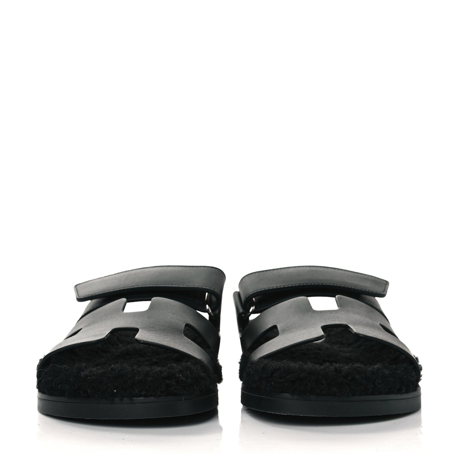 Calfskin Woolskin Womens Chypre Sandals 37.5 Black