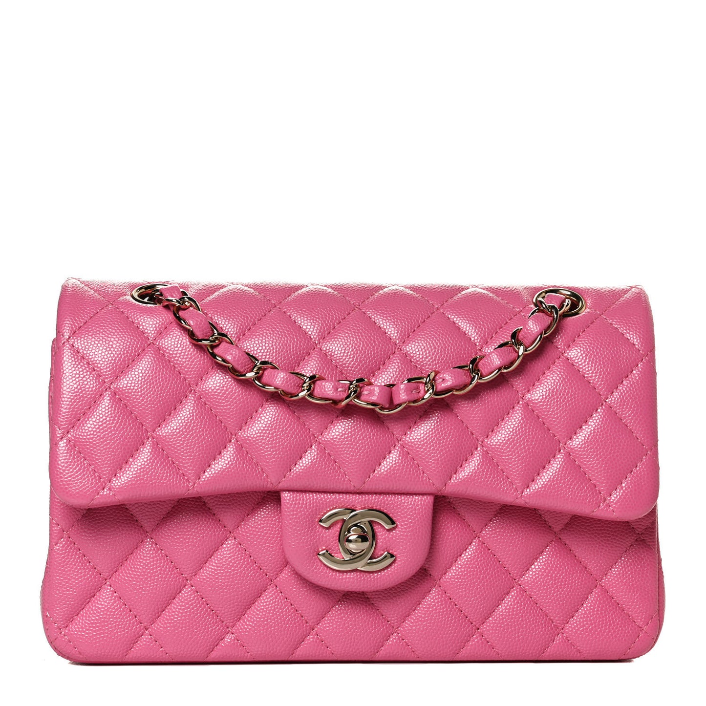 Caviar Quilted Small Double Flap Pink