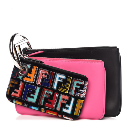Fendi Calfskin Velvet F is Fun Fair Triplette Pouch Set Multicolor 1 of 9