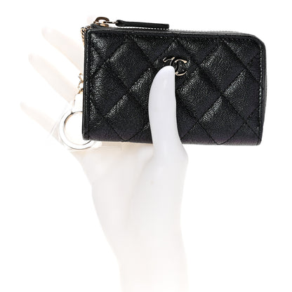 Chanel Iridescent Caviar Quilted Key Holder Case Black 2 of 7