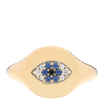 David Yurman 18K Yellow Gold Diamond Blue Sapphire Cable Collectibles Evil Eye Pinky Ring 41 2.25 1 of 4
