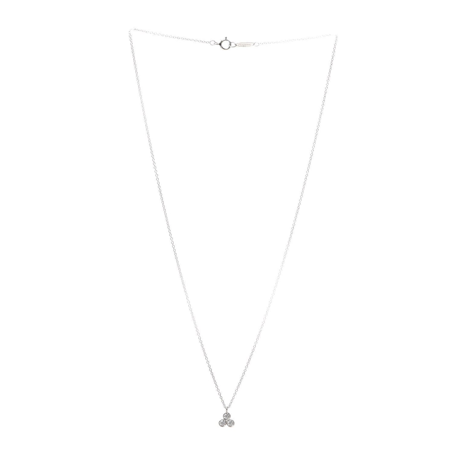 Platinum Diamond Three Stone Pendant Necklace