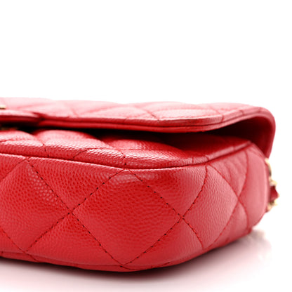 Chanel Caviar Quilted Flap Phone Holder With Chain Red 12 of 16