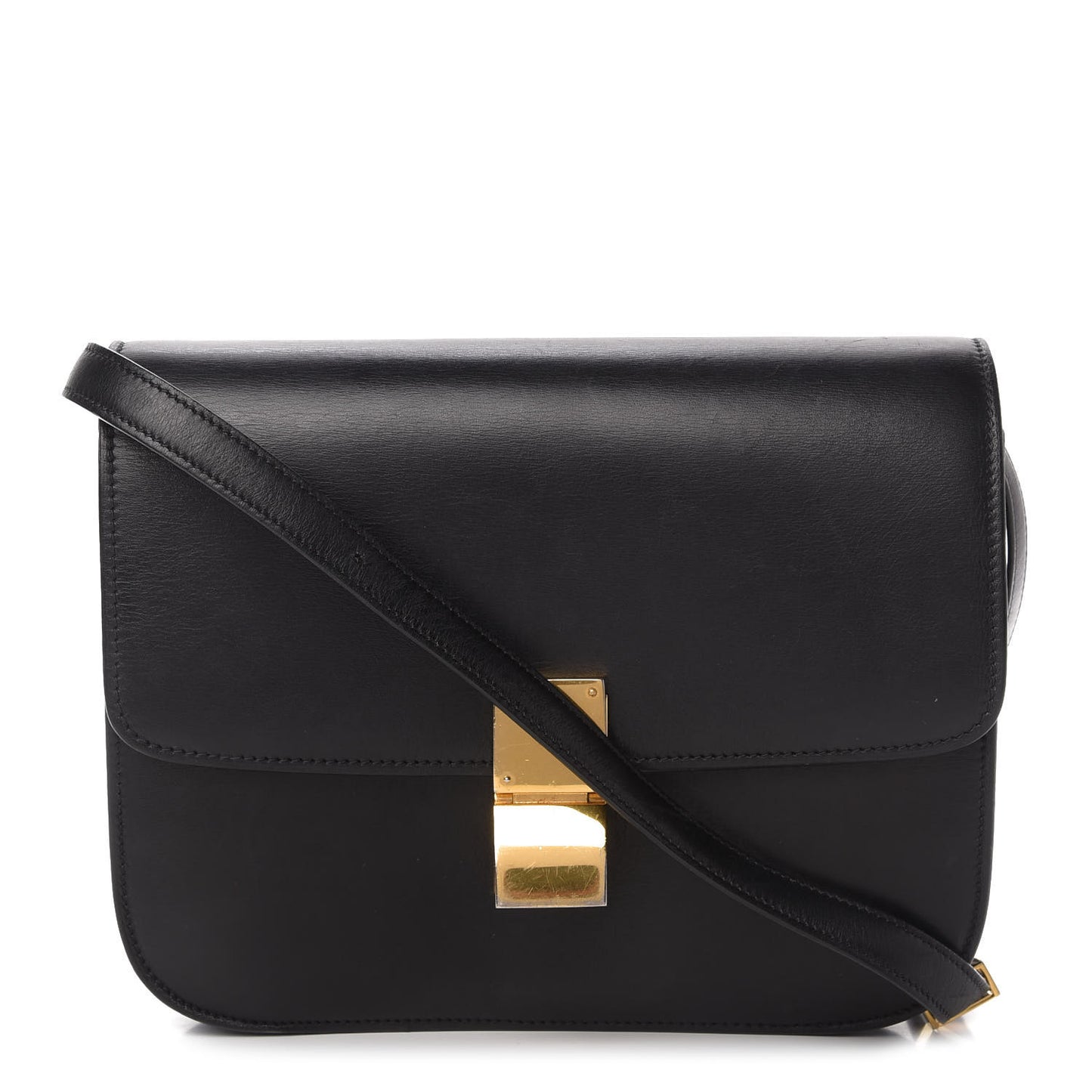 Box Calfskin Medium Classic Box Flap Bag Black