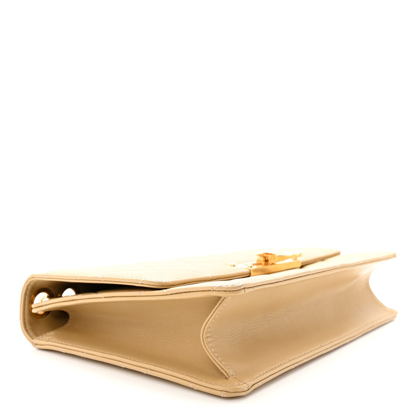 Lambskin Quilted Large Golden Class Flap Beige